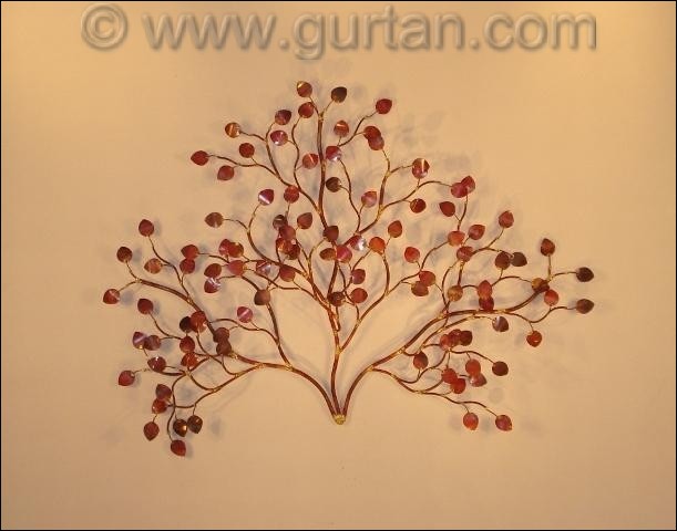 Sea Leaves Copper Wall Art with copper red leaves