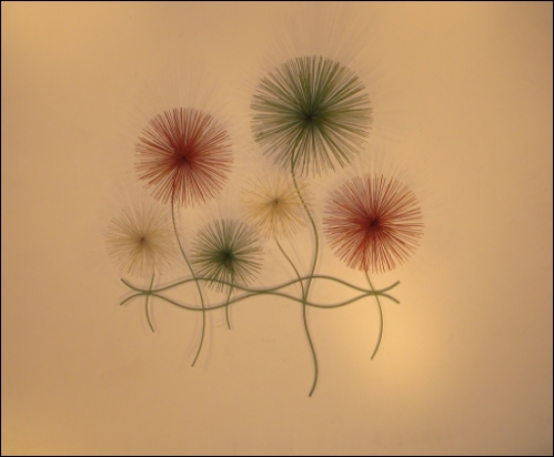 Dandelions Color Contemporary Metal Wall Art with abstract reflecton